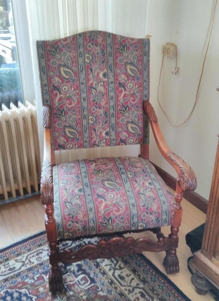 KASTEEL-ZETEL(stoel), massief eikenhout en gobelin-bekleding, Antiek en Kunst, Antiek | Meubels | Stoelen en Banken, Ophalen