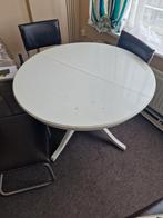 Eettafel rond wit met 4 stoelen uitschuifbaar, Rond, Ophalen