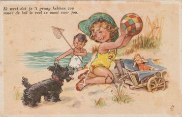 MEISJE POP BADPAK STRAND RIJM UIT 1946 MOOIE KAART KH965 beschikbaar voor biedingen