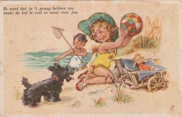MEISJE POP BADPAK STRAND RIJM UIT 1946 MOOIE KAART KH965, Verzamelen, Ansichtkaarten | Themakaarten, Gelopen, 1940 tot 1960, Overige thema's