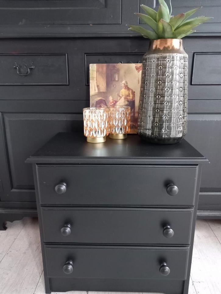 Zwarte Stoer & Sober Ladekast - Gerestyled, Huis en Inrichting, Kasten | Dressoirs, Zo goed als nieuw, 50 tot 100 cm, 25 tot 50 cm