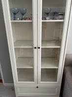 Witte Vitrinekast met Glazen Deuren en lade, Ophalen, 50 tot 100 cm, Met lade(s), 150 tot 200 cm
