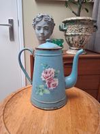 Brocante Franse koffiepot cafetière met roosjes, Ophalen of Verzenden