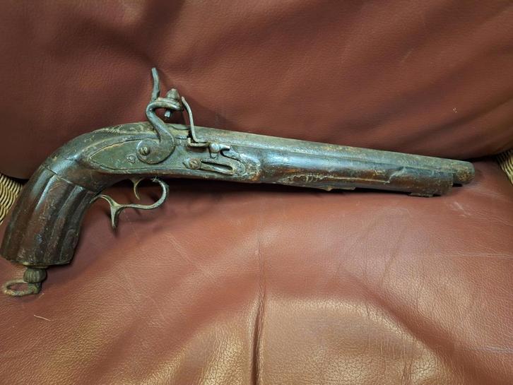 Antiek Vuursteen Pistool - Voor 1870, Verzamelen, Militaria | Algemeen, Ophalen of Verzenden