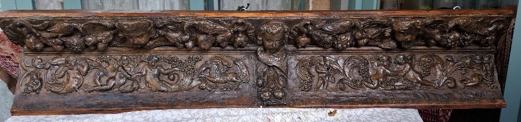 Antiek 17e eeuws snijwerk/ornament/wandpaneel/koof/sierlijst, Ophalen