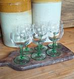 9 vintage wijn glazen op groene voet Luminarc France, Verzamelen, Glas en Borrelglaasjes, Ophalen of Verzenden, Overige typen