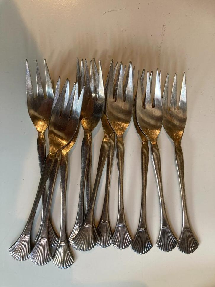 Gebaksvorkjes verzilverd, Antiek en Kunst, Antiek | Bestek, Ophalen of Verzenden