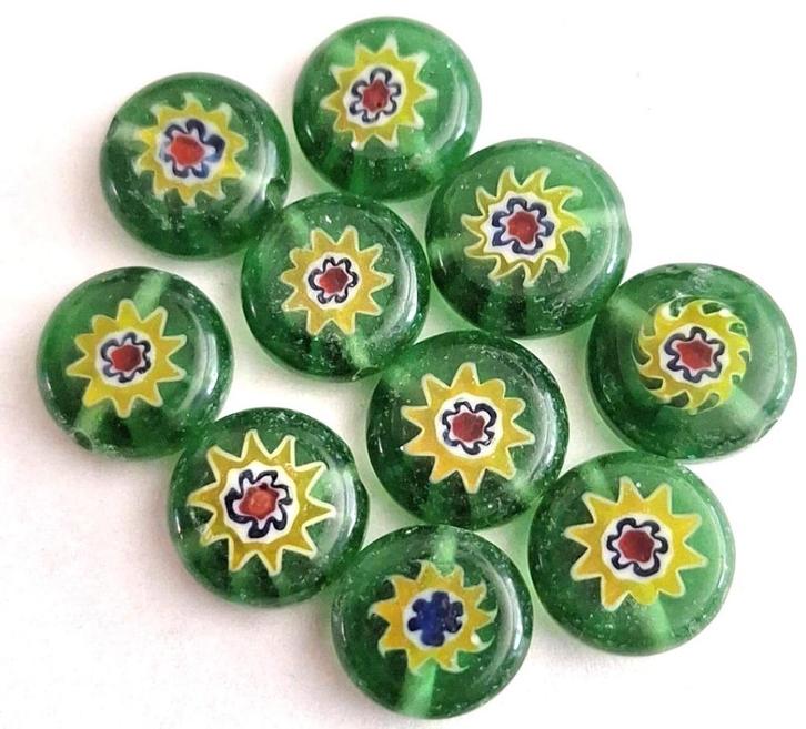 Millefiori glas kralen groen 1 cm, Hobby en Vrije tijd, Kralen en Sieraden maken, Nieuw, Kraal, Verzenden