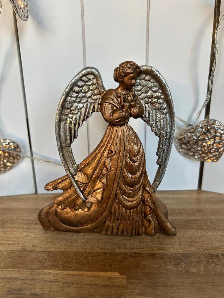 Engel 14cm met waxinelichthouder, Huis en Inrichting, Woonaccessoires | Kandelaars en Kaarsen, Gebruikt, Kandelaar, Minder dan 25 cm