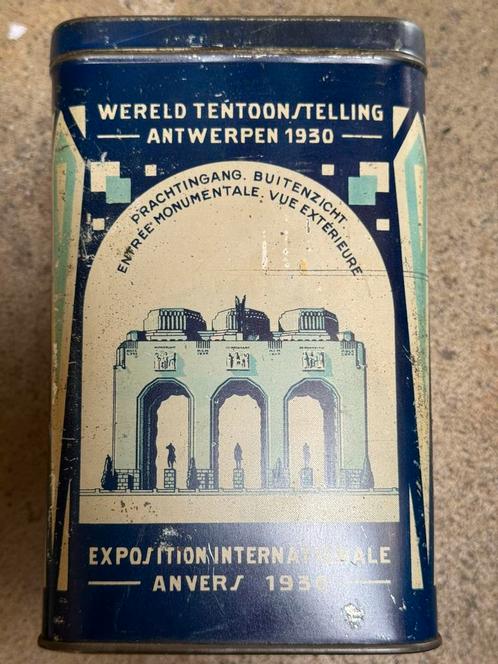 Blik wereldtentoonstelling Antwerpen 1930, Verzamelen, Blikken, Gebruikt, Overige, Overige merken, Ophalen of Verzenden