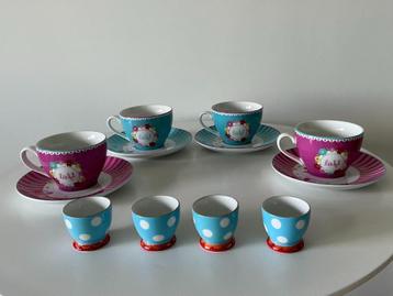 4 eierdopjes Oilily en 4x kop en schotel Lief,  beschikbaar voor biedingen