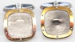 Paar Schitterende Bicolor Zilveren Manchetknopen, Sieraden, Tassen en Uiterlijk, Manchetknopen, Verzenden, Gebruikt, Zilver, Verguld