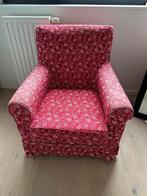 Fauteuil rood met bloemen, Huis en Inrichting, Fauteuils, Ophalen, Hout, Gebruikt, 75 tot 100 cm