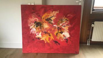 Geschilderd schilderij - kleurig - rood beschikbaar voor biedingen
