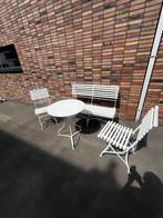 Brocante bistro set, Tuin en Terras, Ophalen, 4 zitplaatsen, Gebruikt, Bank