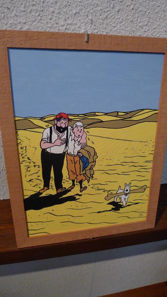 Olieverf schilderij op doek Kuifje Haddock Bobby gesigneerd, Ophalen of Verzenden, Kuifje, Zo goed als nieuw, Beeldje of Figuurtje