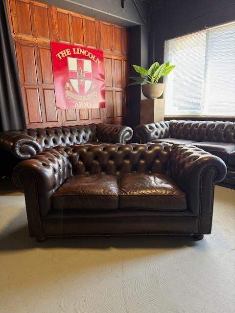 Chesterfield bank, Ophalen, Gebruikt, 150 tot 200 cm, Tweepersoons