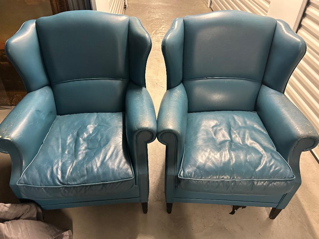 Muylaert leren fauteuil 2x, Ophalen, Gebruikt, 50 tot 75 cm, Leer