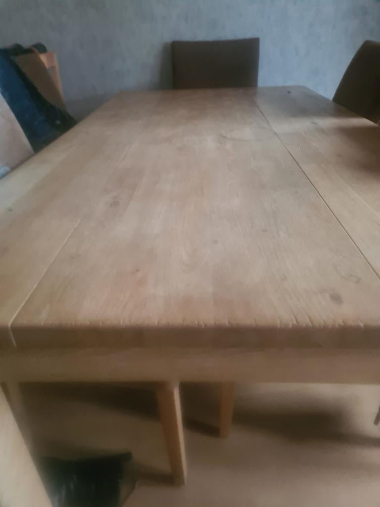 Blank eiken eettafel, Ophalen of Verzenden, Gebruikt, 4 tot 6 stoelen