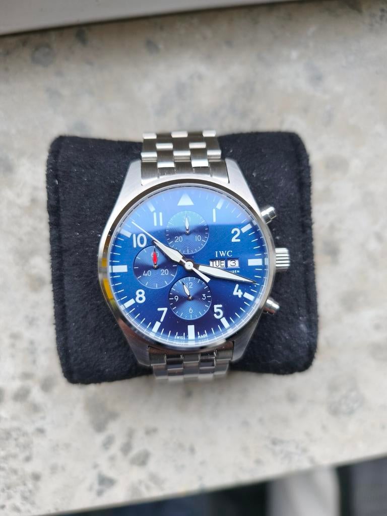 IWC Pilot's Watch Chronograph Blauwe Wijzerplaat, Sieraden, Tassen en Uiterlijk, Horloges | Heren, Ophalen of Verzenden, Leer