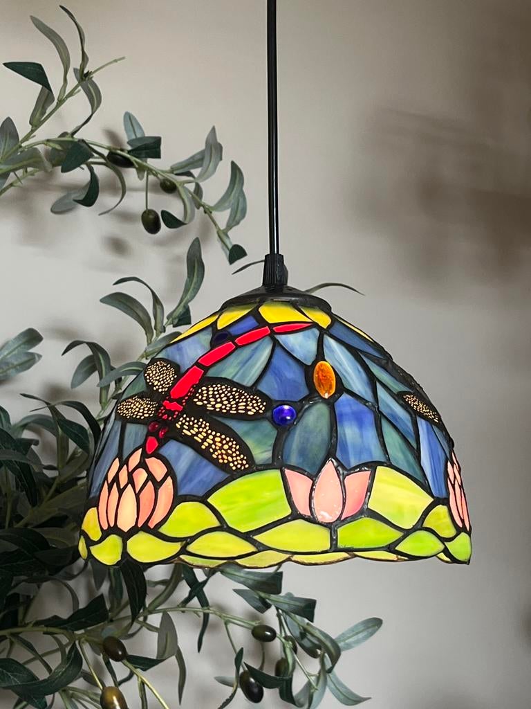 Uitzoeken ! Nu 75,- per stuk echte glas in lood hanglampen, Antiek en Kunst, Antiek | Lampen, Ophalen of Verzenden