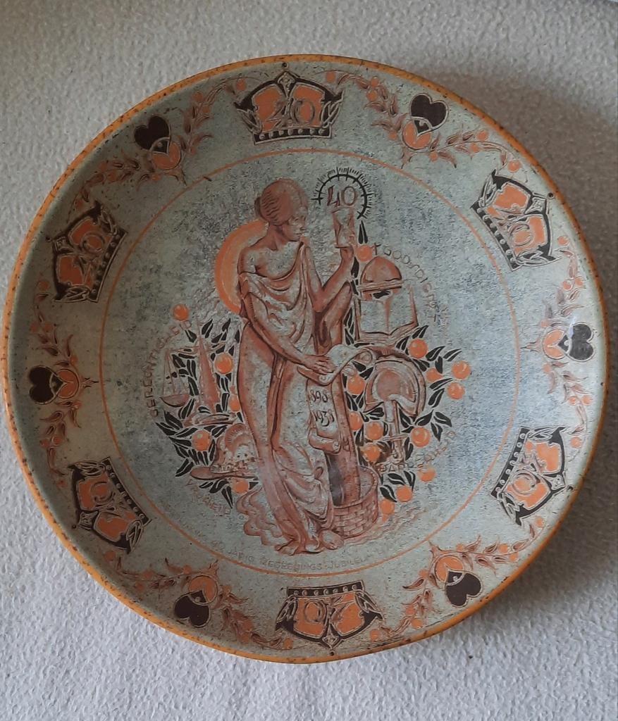 Herdenkingsbord 40 jaar koninging Wilhelmina, Ophalen of Verzenden