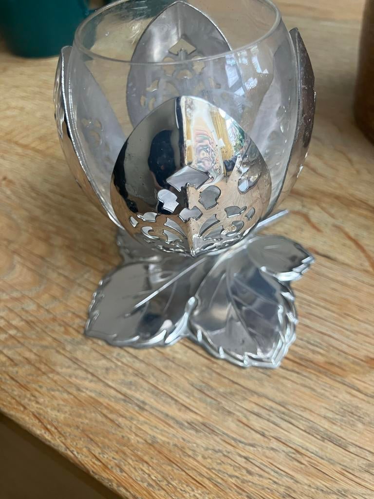 Vintage Tulp Kandelaar Glas Antiek, Ophalen, Glas