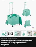 Opvouwbare Boodschappentrolley met Traploper - Turqoise, Ophalen