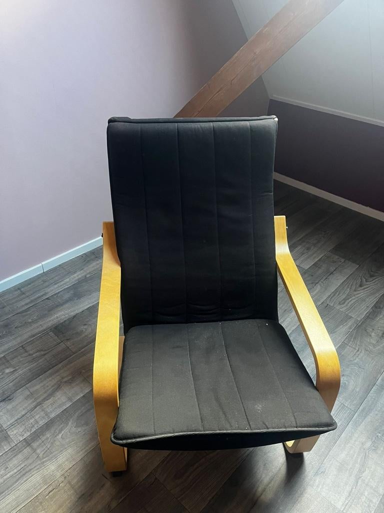 Ikea fauteuil poang zwart, Ophalen, Minder dan 75 cm, Zo goed als nieuw, Stof
