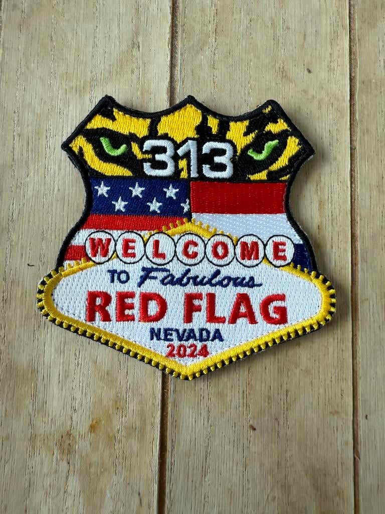 Patch badge embleem klu 313 squadron Red Flag, Verzenden, Zo goed als nieuw, Patch, Badge of Embleem