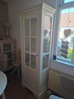 Landelijke witte vitrinekast, 200.5x66.5x43cm, Landelijke, 25 tot 50 cm, Gebruikt, Met deur(en)