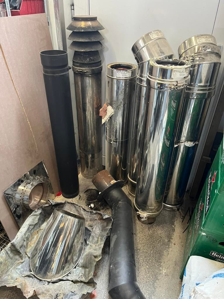 Kachelpijpen dubbelwandig solinox 200/150, Huis en Inrichting, Kachels, Ophalen, Gebruikt, Houtkachel, Vrijstaand