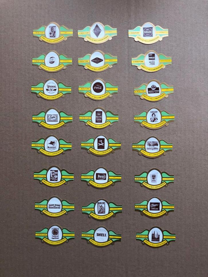 24 emaille reclameborden sigarenbandjes. In perfecte staat., Verzamelen, Merken en Reclamevoorwerpen, Gebruikt, Gebruiksvoorwerp