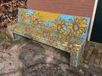Decoratief tuinbankje met mozaiek - lengte 200 cm, Tuin en Terras, Ophalen, Gebruikt, Hout