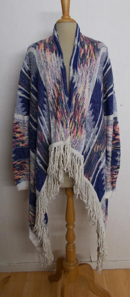 Blauw/beige/geel/roze ethnic/Ibiza/hippie vest! L, Ophalen of Verzenden, Zo goed als nieuw, Maat 42/44 (L), Blauw