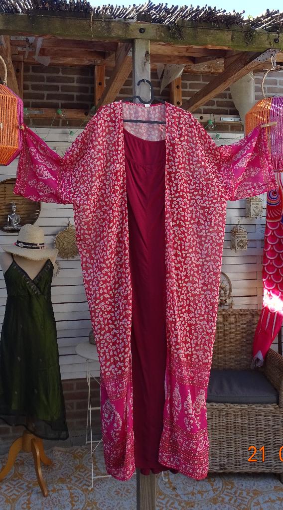 KLEURIGE BOHO IBIZA KIMONO ROSE TINTEN-MT. 48-50, Kleding | Dames, Ophalen of Verzenden, Zo goed als nieuw, Overige kleuren, Overige typen