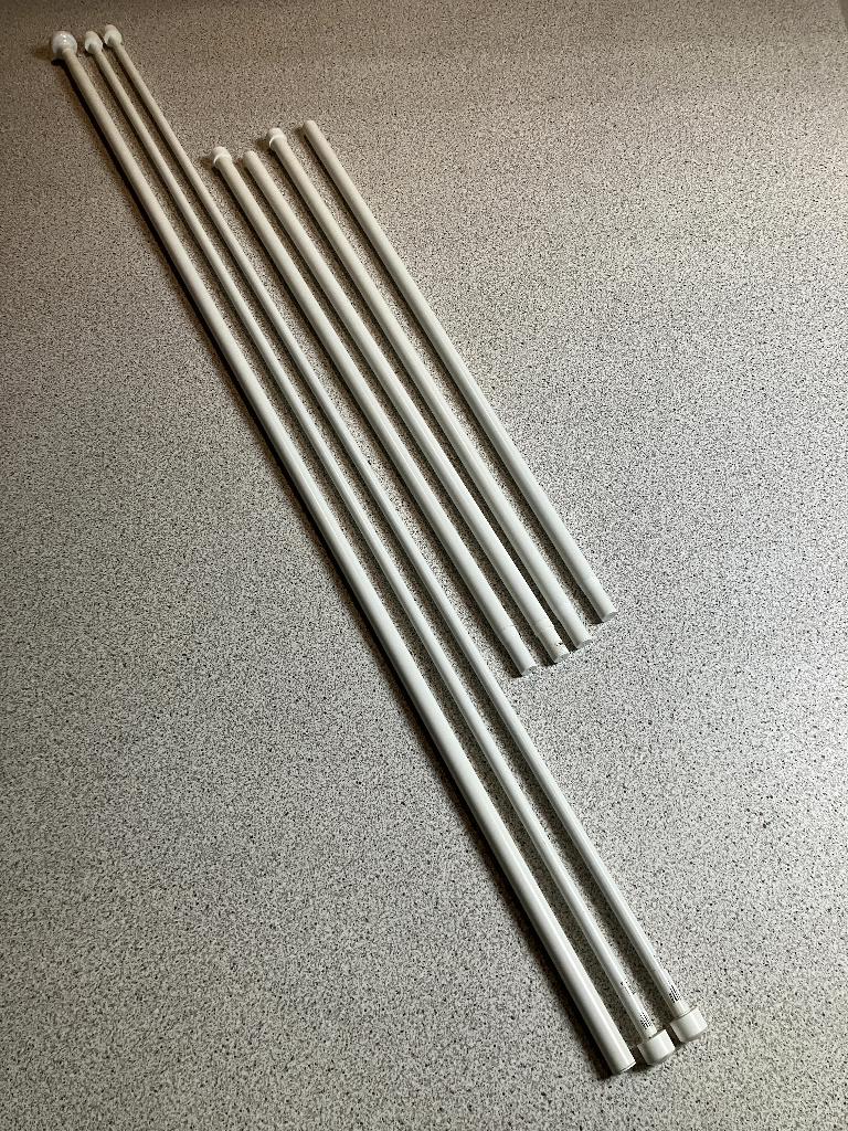 Gordijnroedes 4x RÄCKA 120-210, 2x 210-385 + HUGAD 210-385, Ophalen, Gebruikt, 200 cm of meer, Wit