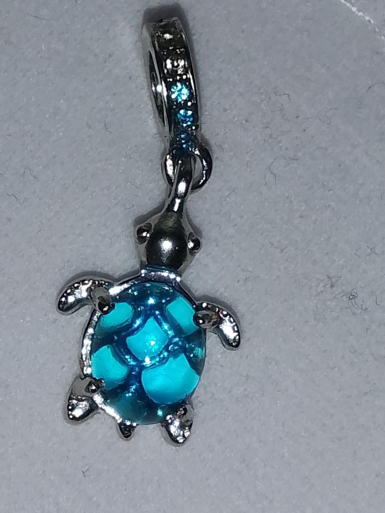 Bedel voor bedelarmband, schildpad met blauw, Sieraden, Tassen en Uiterlijk, Bedels, Ophalen of Verzenden