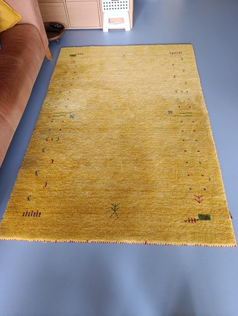 Geel vloerkleed: gabbeh, wol, Ophalen, 200 cm of meer, Werelds, Zo goed als nieuw