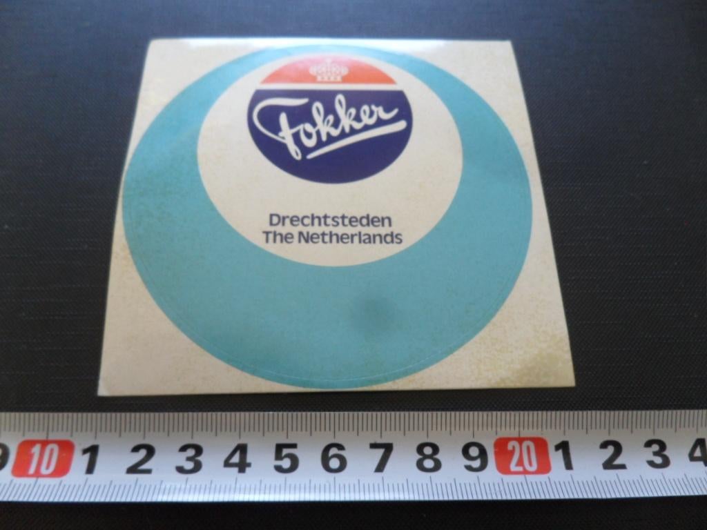 sticker FOKKER Drechtsteden The Netherlands, Verzamelen, Ophalen, Zo goed als nieuw