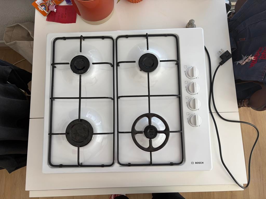 Bosch gaskookplaat 4 pits – PBP0C2B80N – netjes & met slang, Ophalen, Gebruikt, 4 kookzones, Gas