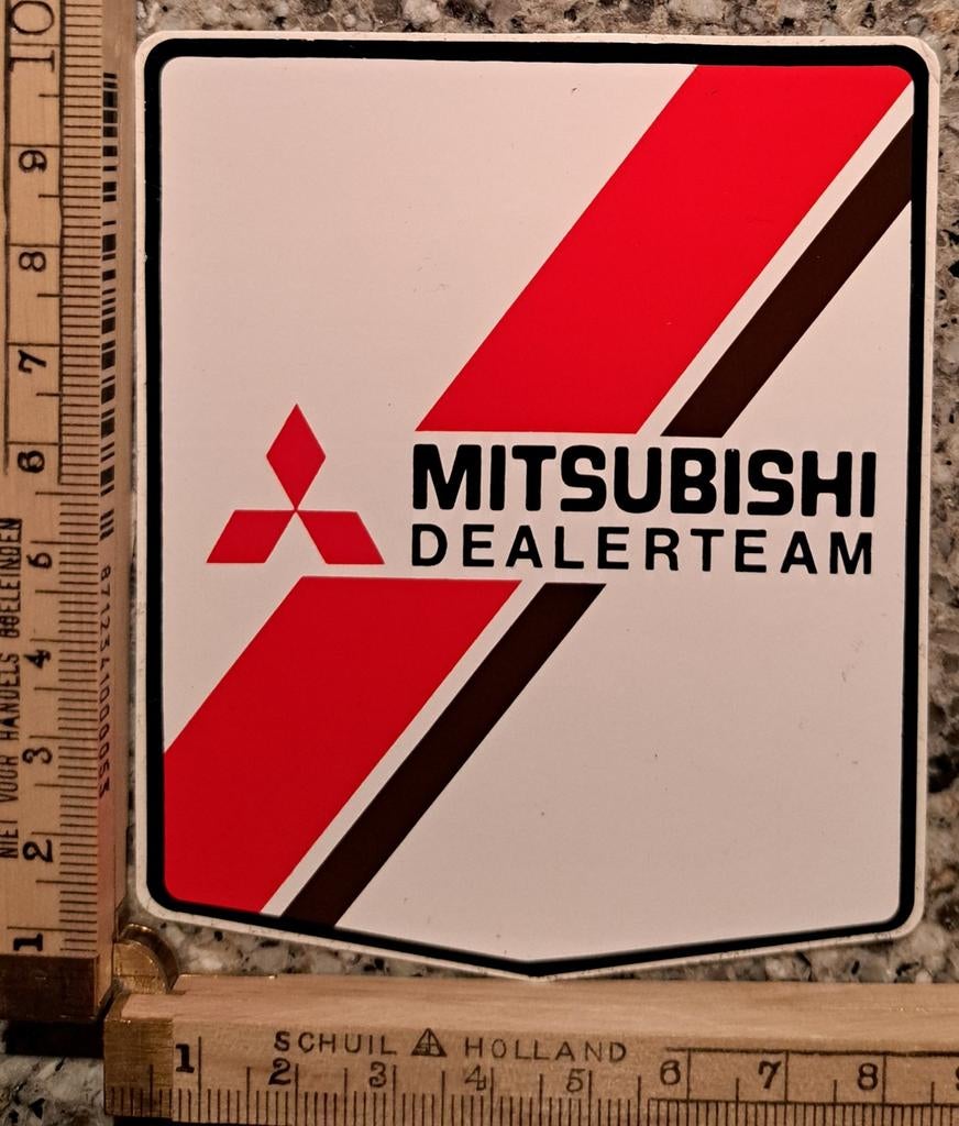 Vintage sticker Mitsubishi dealerteam autosticker automerk, Verzamelen, Stickers, Ophalen of Verzenden, Zo goed als nieuw