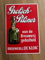 Vintage Grolsch Pilsner Reclamebord - Brouwerij De Klok, Ophalen of Verzenden, Gebruikt, Reclamebord