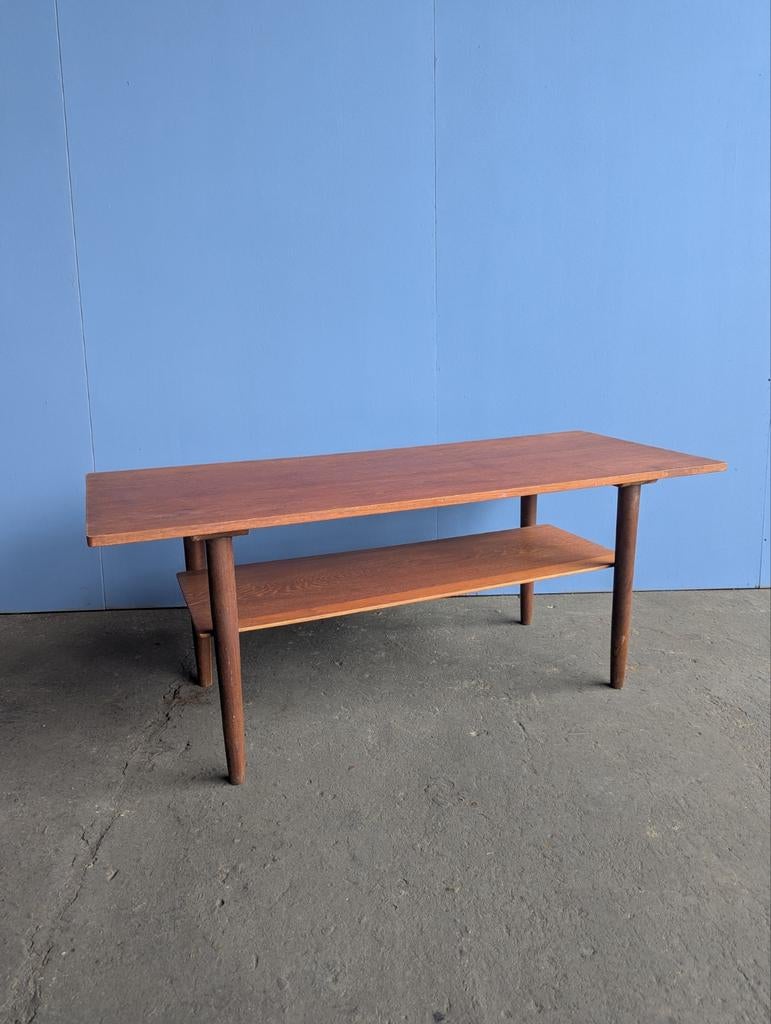 Vintage teak salontafel, Denemarken 1960s, Gebruikt, Teakhout, Ophalen of Verzenden, 75 cm of meer