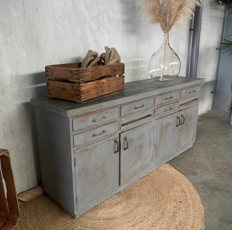 Oud dressoir, werkplaats kast, oude werkbank, vintage, Ophalen