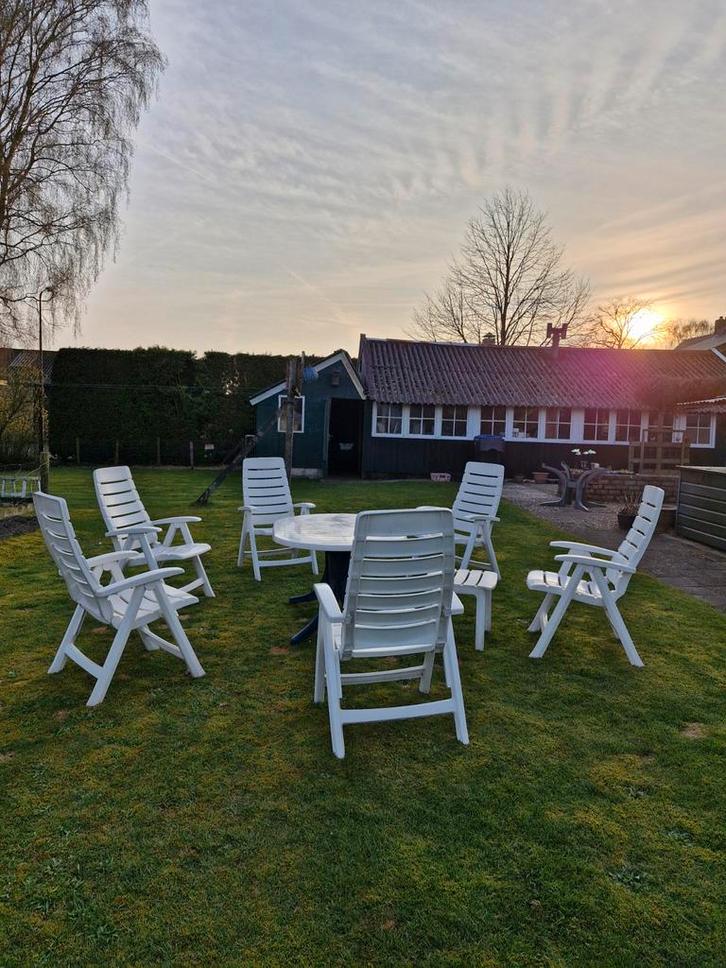 6- persoons Hartman tuinset, Tuin en Terras, Tuinsets en Loungesets, Gebruikt, Tuinset, Kunststof, 6 zitplaatsen, Eettafel, Stoel