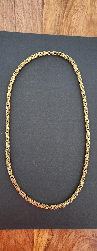 Goud kleurige ketting met schakels, Sieraden, Tassen en Uiterlijk, Kettingen, Overige materialen, Goud, Ophalen of Verzenden