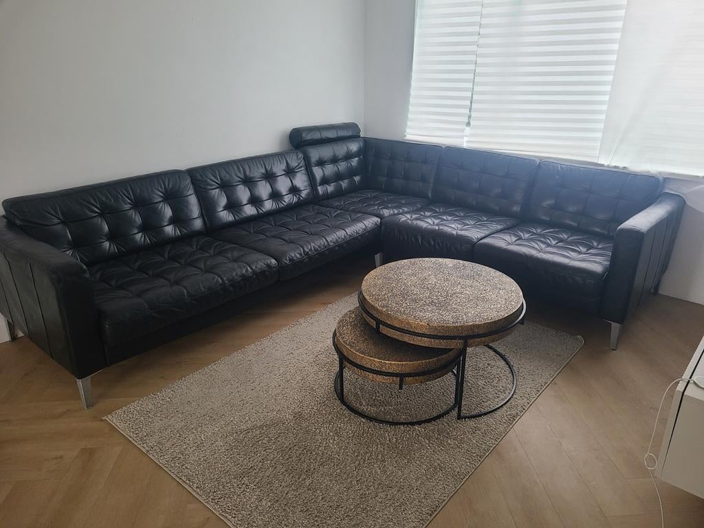 Mooie ikea zwarte banken nog in goede staat., Ophalen, Gebruikt, Leer, Hoekbank