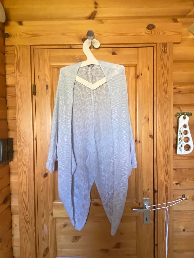 Vest lichtblauw zilverdraad superstar all sizes, Ophalen of Verzenden, Zo goed als nieuw, Maat 42/44 (L), Blauw