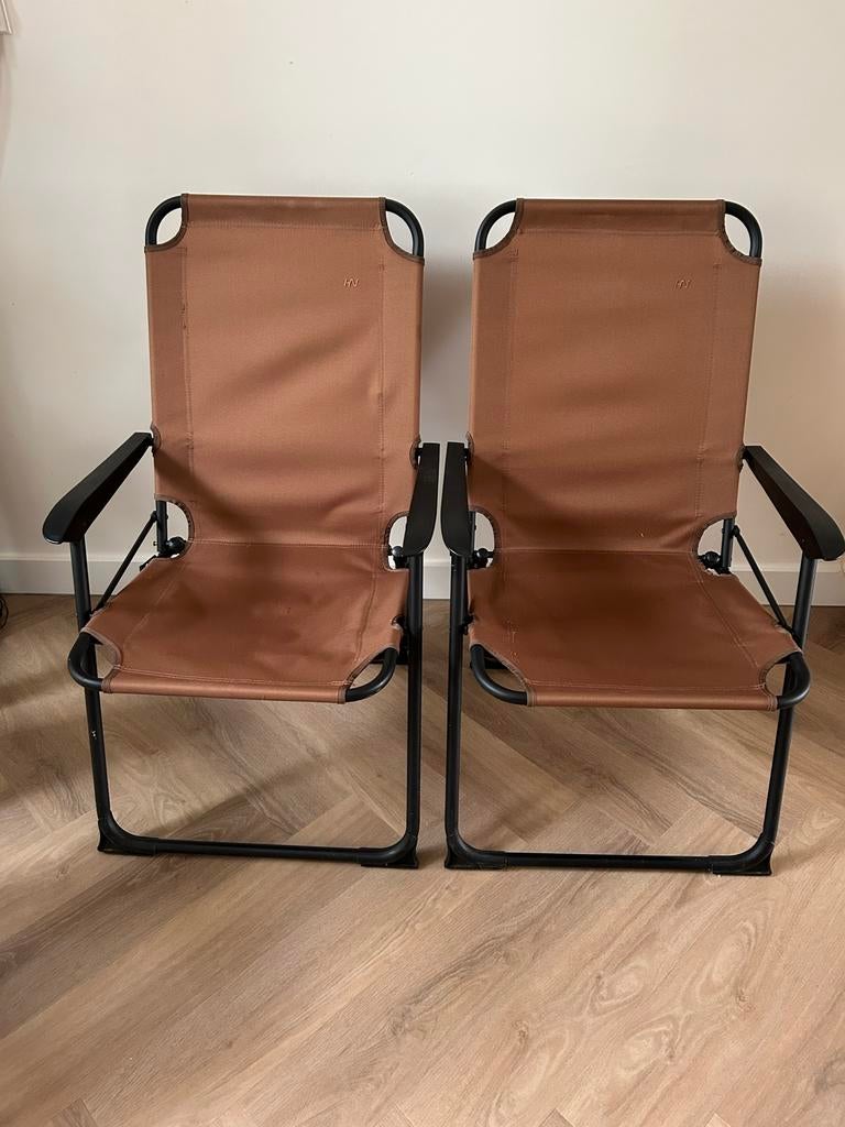 2x Opvouwbare Campingstoelen - Bruin, Ophalen, Gebruikt, Campingstoel